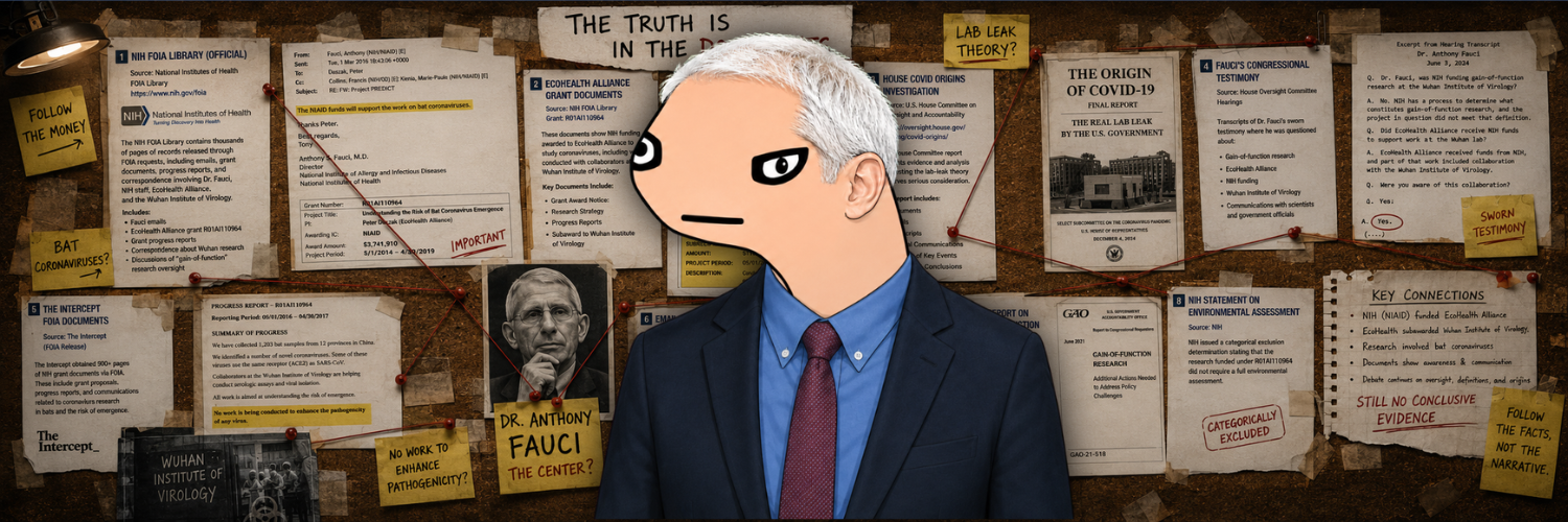 Scam Fauci evidence-board style banner